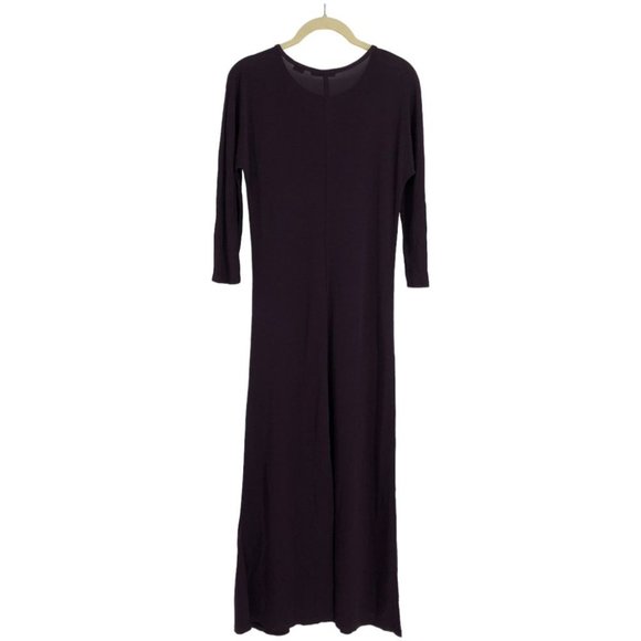Aritzia Babaton Eggplant Purple 3/4 Sleeve Round / Scoop neck Maxi Dress size S - Picture 2 of 14